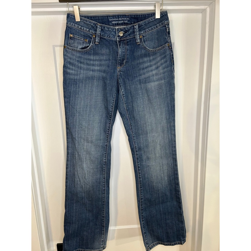Banana Republic‎ Urban Boot Cut Jeans Medium Wash Blue Denim Stretch Mid Rise